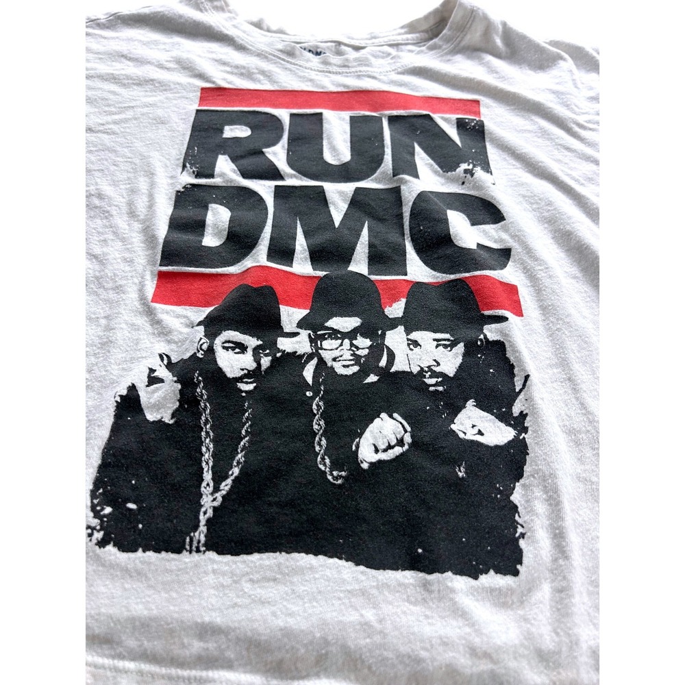 Old Navy Run DMC Graphic T-Shirt Gray Boxy Cropped Hip Hop Tee Womens Medium